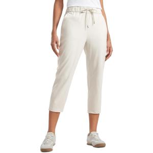imageCRZ YOGA 4Way Stretch Golf Capri for Women 23quot Casual Yoga Dress Work Pants with Pockets Workout Athletic TravelMilky White Bone