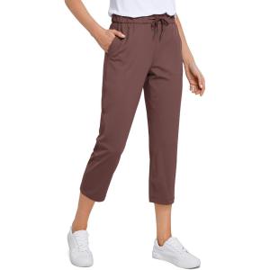 imageCRZ YOGA 4Way Stretch Golf Capri for Women 23quot Casual Yoga Dress Work Pants with Pockets Workout Athletic TravelTaupe