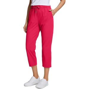 imageCRZ YOGA 4Way Stretch Golf Capri for Women 23quot Casual Yoga Dress Work Pants with Pockets Workout Athletic TravelViva Magenta