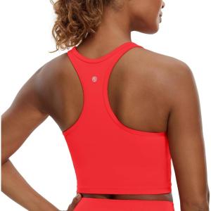 imageCRZ YOGA Butterluxe Womens YBack Racerback Longline Sports Bra  Padded Scoop Neck Workout Crop Tank Top with Built in PadsDeep Red