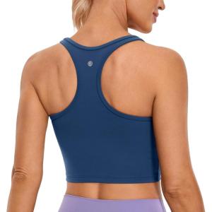 imageCRZ YOGA Butterluxe Womens YBack Racerback Longline Sports Bra  Padded Scoop Neck Workout Crop Tank Top with Built in PadsFrench Navy