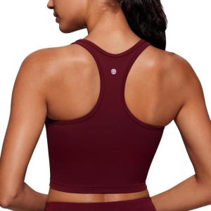 imageCRZ YOGA Butterluxe Womens YBack Racerback Longline Sports Bra  Padded Scoop Neck Workout Crop Tank Top with Built in PadsRed Merlot