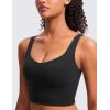 imageCRZ YOGA Butterluxe Molded Cup Longline Sports Bras for Women  V Neck Yoga Workout Crop Tank Top with Built in PadsBlack