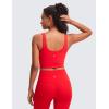 imageCRZ YOGA Butterluxe Molded Cup Longline Sports Bras for Women  V Neck Yoga Workout Crop Tank Top with Built in PadsDeep Red