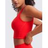 imageCRZ YOGA Butterluxe Molded Cup Longline Sports Bras for Women  V Neck Yoga Workout Crop Tank Top with Built in PadsDeep Red