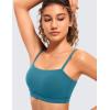 imageCRZ YOGA Butterluxe Womens Adjustable Spaghetti Thin Strap Sports Bra  Padded Wireless Square Neck Workout Yoga ClothesBorealis Green