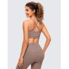 imageCRZ YOGA Butterluxe Womens Adjustable Spaghetti Thin Strap Sports Bra  Padded Wireless Square Neck Workout Yoga ClothesBrown Purple