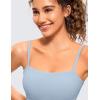 imageCRZ YOGA Butterluxe Womens Adjustable Spaghetti Thin Strap Sports Bra  Padded Wireless Square Neck Workout Yoga ClothesCambric Blue