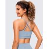 imageCRZ YOGA Butterluxe Womens Adjustable Spaghetti Thin Strap Sports Bra  Padded Wireless Square Neck Workout Yoga ClothesCambric Blue