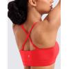 imageCRZ YOGA Butterluxe Womens Adjustable Spaghetti Thin Strap Sports Bra  Padded Wireless Square Neck Workout Yoga ClothesDeep Red