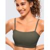 imageCRZ YOGA Butterluxe Womens Adjustable Spaghetti Thin Strap Sports Bra  Padded Wireless Square Neck Workout Yoga ClothesLight Army Green