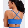 imageCRZ YOGA Butterluxe Womens Adjustable Spaghetti Thin Strap Sports Bra  Padded Wireless Square Neck Workout Yoga ClothesSparkle Blue