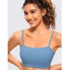 imageCRZ YOGA Butterluxe Womens Adjustable Spaghetti Thin Strap Sports Bra  Padded Wireless Square Neck Workout Yoga ClothesUniverse Blue
