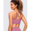 imageCRZ YOGA Butterluxe Womens Adjustable Spaghetti Thin Strap Sports Bra  Padded Wireless Square Neck Workout Yoga ClothesVelvet Dust