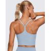 imageCRZ YOGA Womens Butterluxe Y Back Longline Sports Bras  Spaghetti Straps Racerback Padded Yoga Workout Crop Tank TopCambric Blue