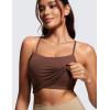 imageCRZ YOGA Womens Butterluxe Y Back Longline Sports Bras  Spaghetti Straps Racerback Padded Yoga Workout Crop Tank TopCoffee Brown