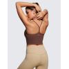 imageCRZ YOGA Womens Butterluxe Y Back Longline Sports Bras  Spaghetti Straps Racerback Padded Yoga Workout Crop Tank TopCoffee Brown