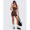 imageCRZ YOGA Womens Butterluxe Y Back Longline Sports Bras  Spaghetti Straps Racerback Padded Yoga Workout Crop Tank TopCoffee Brown