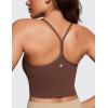 imageCRZ YOGA Womens Butterluxe Y Back Longline Sports Bras  Spaghetti Straps Racerback Padded Yoga Workout Crop Tank TopCoffee Brown