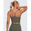 imageCRZ YOGA Womens Butterluxe Y Back Longline Sports Bras  Spaghetti Straps Racerback Padded Yoga Workout Crop Tank TopLight Army Green