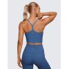 imageCRZ YOGA Womens Butterluxe Y Back Longline Sports Bras  Spaghetti Straps Racerback Padded Yoga Workout Crop Tank TopPitch Blue