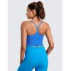 imageCRZ YOGA Womens Butterluxe Y Back Longline Sports Bras  Spaghetti Straps Racerback Padded Yoga Workout Crop Tank TopSparkle Blue