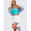 imageCRZ YOGA Womens Butterluxe Y Back Longline Sports Bras  Spaghetti Straps Racerback Padded Yoga Workout Crop Tank TopSpectral Blue