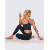imageCRZ YOGA Womens Butterluxe Y Back Longline Sports Bras  Spaghetti Straps Racerback Padded Yoga Workout Crop Tank TopTrue Navy