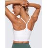 imageCRZ YOGA Womens Butterluxe Y Back Longline Sports Bras  Spaghetti Straps Racerback Padded Yoga Workout Crop Tank TopWhite