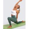 imageCRZ YOGA Womens Butterluxe Y Back Longline Sports Bras  Spaghetti Straps Racerback Padded Yoga Workout Crop Tank TopWhite