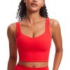 imageCRZ YOGA Butterluxe Molded Cup Longline Sports Bras for Women  V Neck Yoga Workout Crop Tank Top with Built in PadsDeep Red