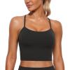 imageCRZ YOGA Womens Butterluxe Y Back Longline Sports Bras  Spaghetti Straps Racerback Padded Yoga Workout Crop Tank TopBlack