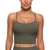 imageCRZ YOGA Womens Butterluxe Y Back Longline Sports Bras  Spaghetti Straps Racerback Padded Yoga Workout Crop Tank TopLight Army Green