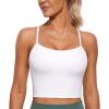 imageCRZ YOGA Womens Butterluxe Y Back Longline Sports Bras  Spaghetti Straps Racerback Padded Yoga Workout Crop Tank TopWhite