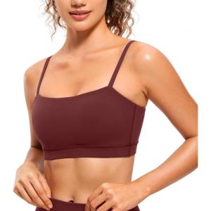 imageCRZ YOGA Butterluxe Womens Adjustable Spaghetti Thin Strap Sports Bra  Padded Wireless Square Neck Workout Yoga ClothesNoctilucence Red