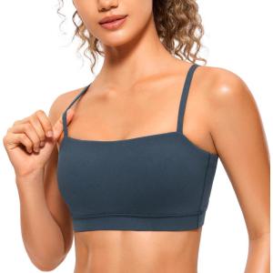 imageCRZ YOGA Butterluxe Womens Adjustable Spaghetti Thin Strap Sports Bra  Padded Wireless Square Neck Workout Yoga ClothesStelindigo