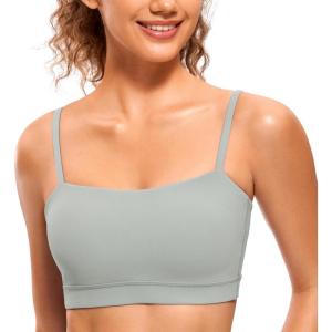 imageCRZ YOGA Butterluxe Womens Adjustable Spaghetti Thin Strap Sports Bra  Padded Wireless Square Neck Workout Yoga ClothesSterling