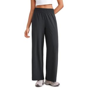 imageCRZ YOGA Lightweight Wide Leg Pants for Women 30quot High Waisted Casual Lounge Travel Work Sweatpants Loose Fit SummerGraphite Grey
