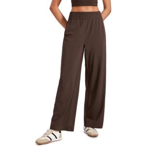 imageCRZ YOGA Lightweight Wide Leg Pants for Women 30quot High Waisted Casual Lounge Travel Work Sweatpants Loose Fit SummerHot Fudge Brown