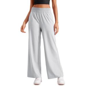 imageCRZ YOGA Lightweight Wide Leg Pants for Women 30quot High Waisted Casual Lounge Travel Work Sweatpants Loose Fit SummerPlatinum Grey