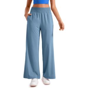 imageCRZ YOGA Lightweight Wide Leg Pants for Women 30quot High Waisted Casual Lounge Travel Work Sweatpants Loose Fit SummerUniverse Blue