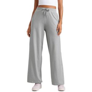 imageCRZ YOGA Soft Stretchy Wide Leg Sweatpants Women 30 High Waisted Casual Lounge Pajama Travel Pants with PocketsSterling