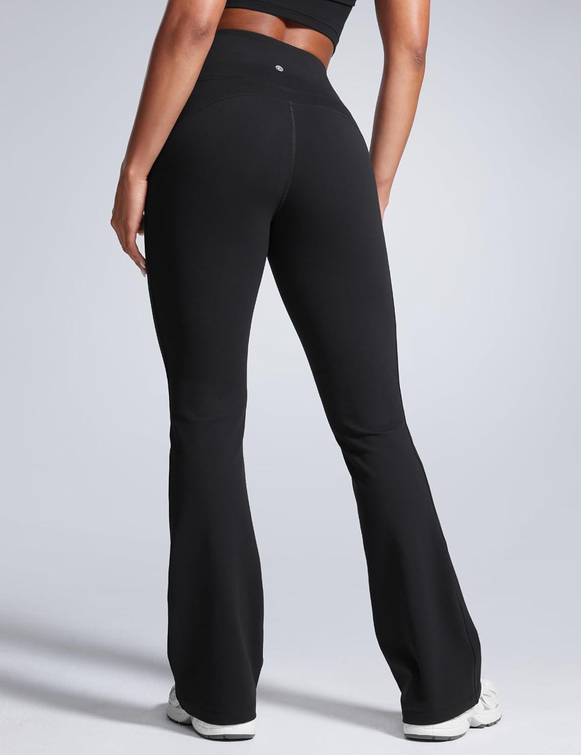 imageCRZ YOGA Women Butterbreeze High Waist Flare Pants 32  Casual Bootcut Yoga Wide Leg Workout LoungeBlack