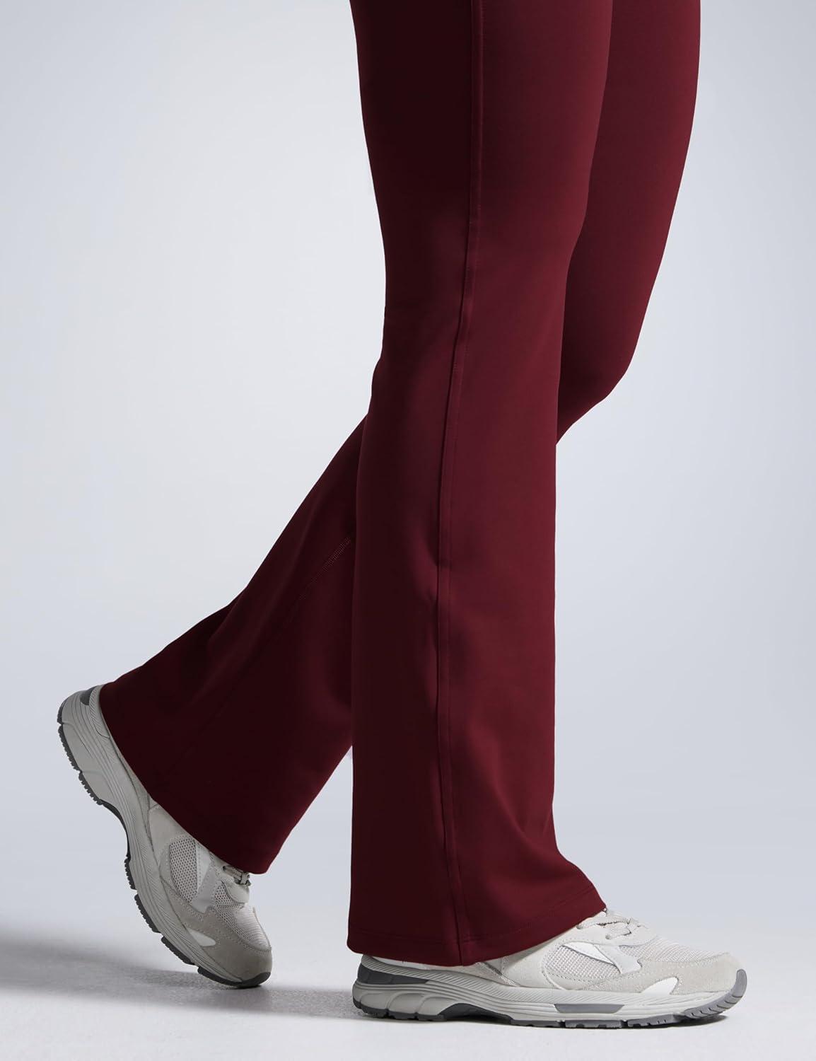 imageCRZ YOGA Women Butterbreeze High Waist Flare Pants 32  Casual Bootcut Yoga Wide Leg Workout LoungeRed Merlot