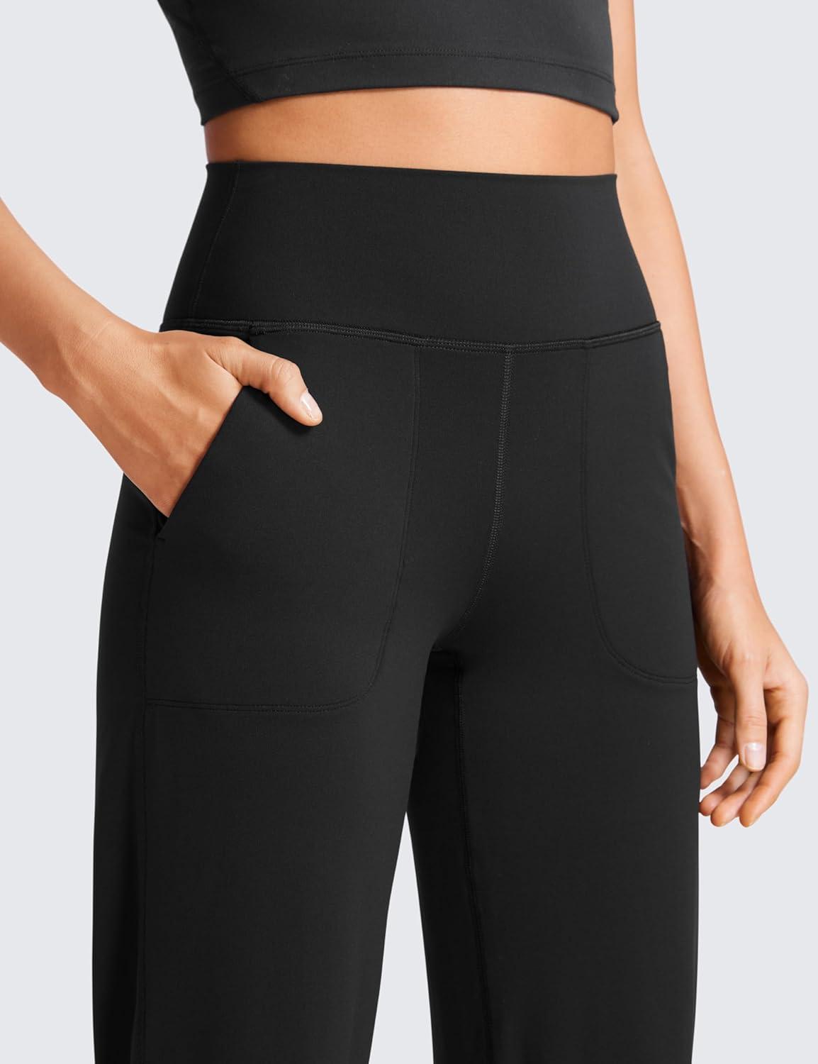 imageCRZ YOGA Womens Butterluxe High Waist Wide Leg Pants with Pockets 31quot  Buttery Soft Comfy Casual Yoga LoungeBlack