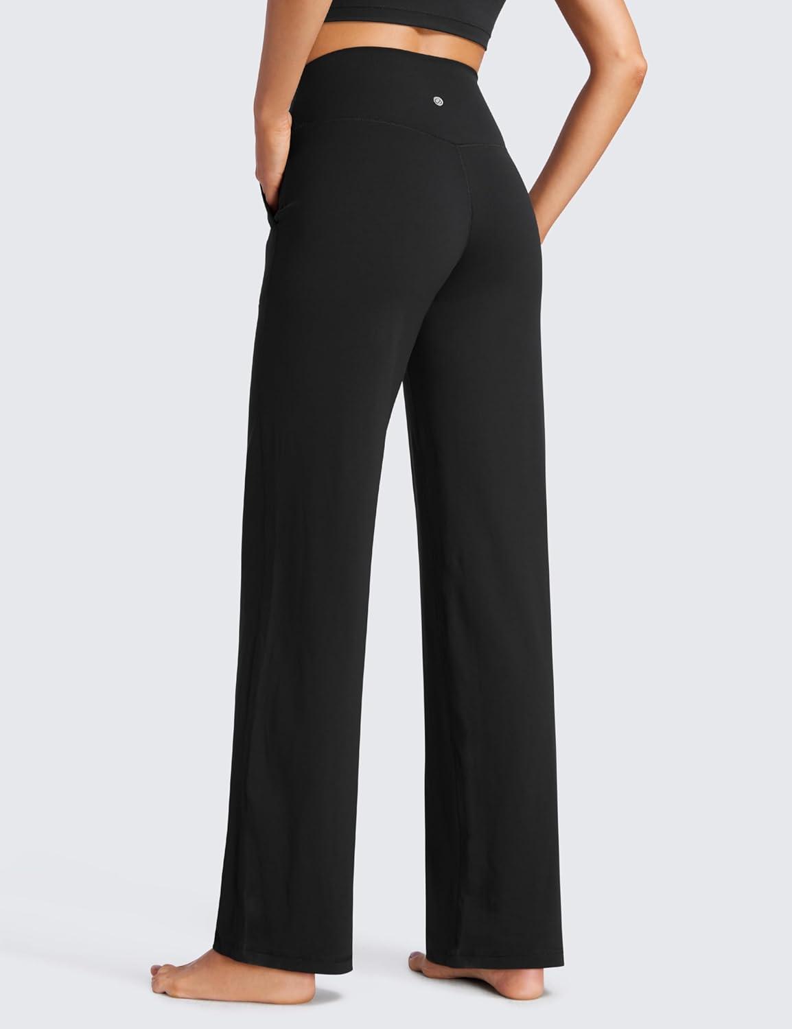 imageCRZ YOGA Womens Butterluxe High Waist Wide Leg Pants with Pockets 31quot  Buttery Soft Comfy Casual Yoga LoungeBlack