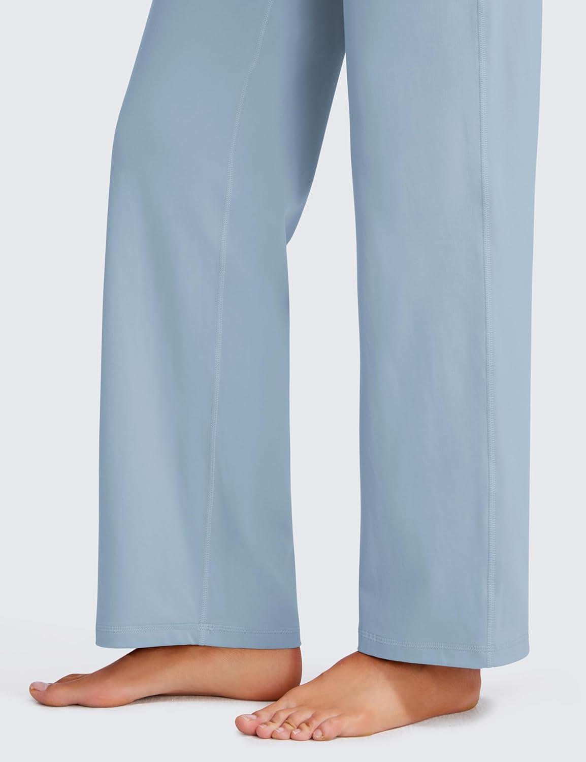 imageCRZ YOGA Womens Butterluxe High Waist Wide Leg Pants with Pockets 31quot  Buttery Soft Comfy Casual Yoga LoungeCambric Blue