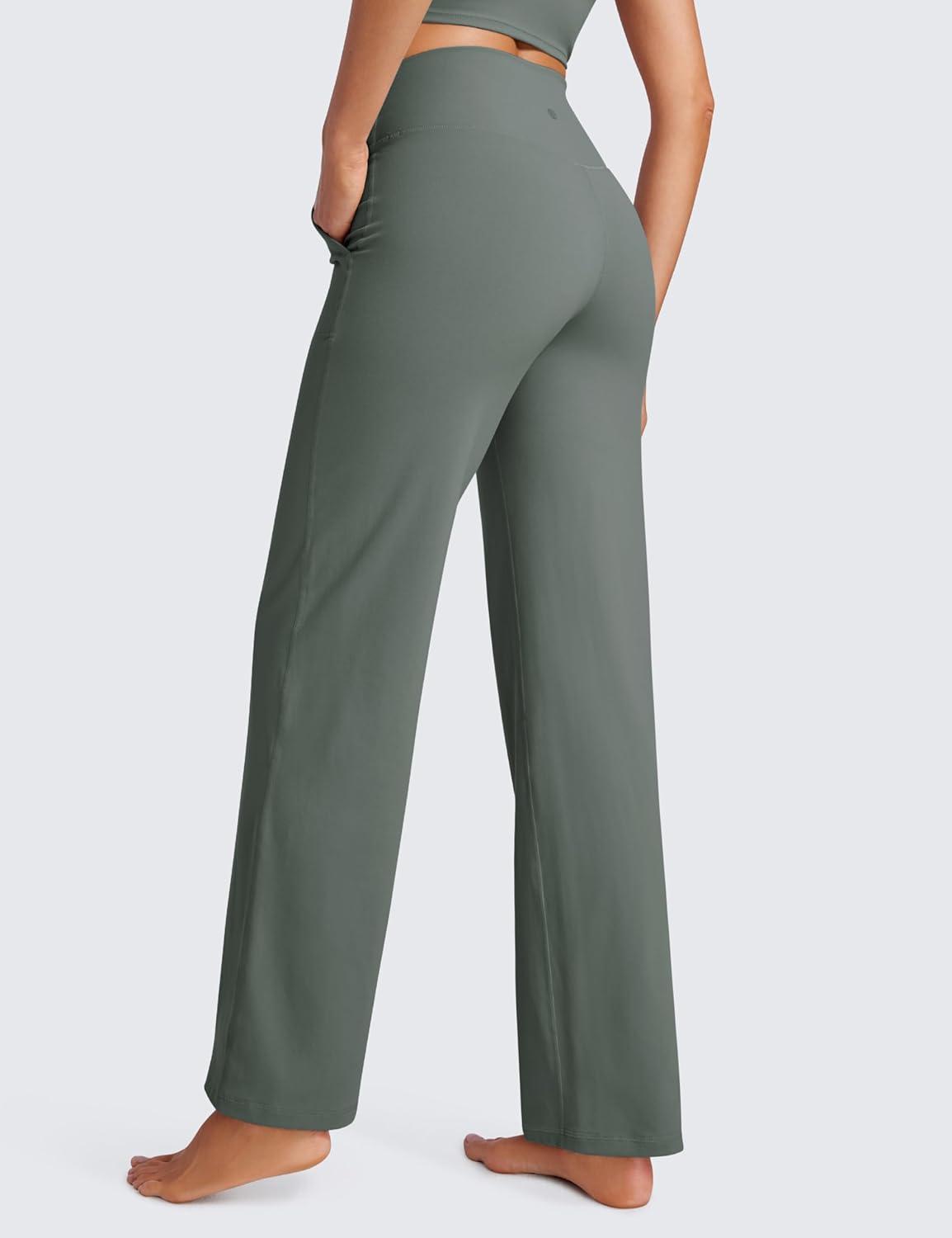 imageCRZ YOGA Womens Butterluxe High Waist Wide Leg Pants with Pockets 31quot  Buttery Soft Comfy Casual Yoga LoungeGrey Sage