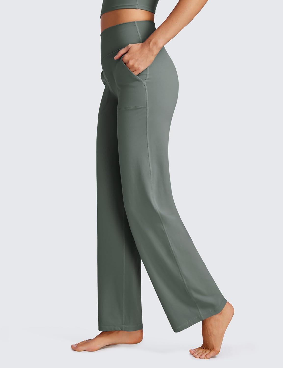imageCRZ YOGA Womens Butterluxe High Waist Wide Leg Pants with Pockets 31quot  Buttery Soft Comfy Casual Yoga LoungeGrey Sage