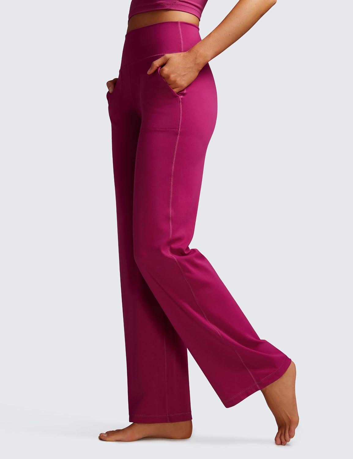 imageCRZ YOGA Womens Butterluxe High Waist Wide Leg Pants with Pockets 31quot  Buttery Soft Comfy Casual Yoga LoungeMagenta Purple